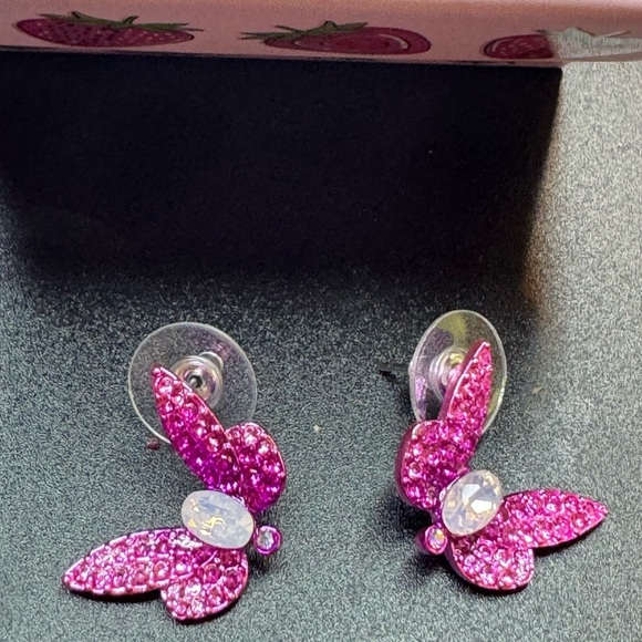 Betsey Johnson Jewelry - Betsey Johnson Butterfly Earrings in Pink